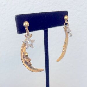 ⭐️🌛NWT Handmade Gold Moon & Silver Star Earrings🌜⭐️